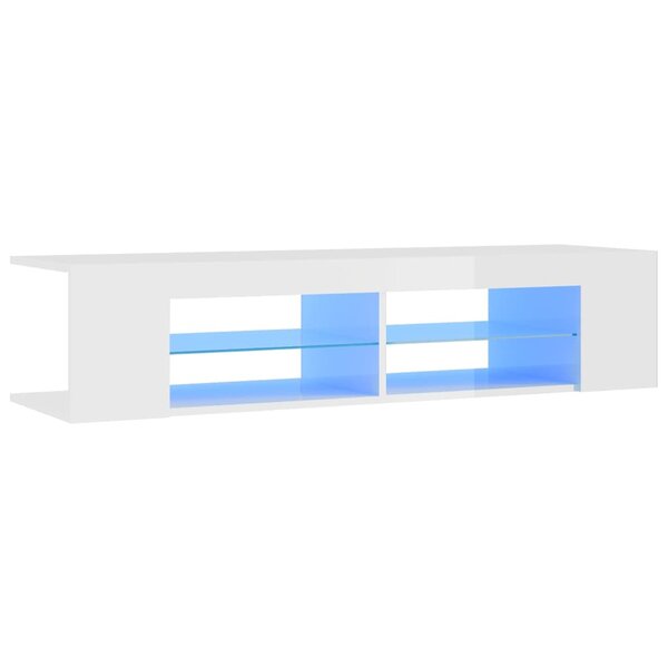vidaXL Meuble TV avec lumières LED blanc brillant 135x39x30 cm