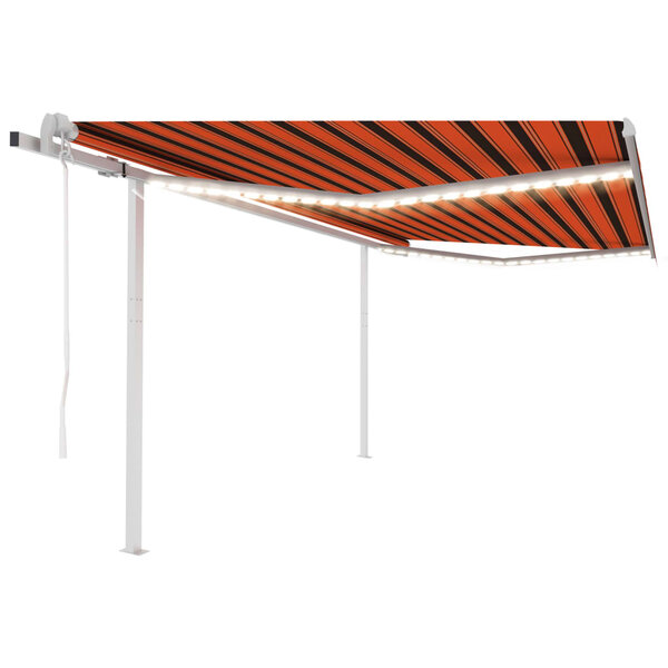 vidaXL Auvent automatique capteur de vent LED 4 5x3 5 m Orange marron