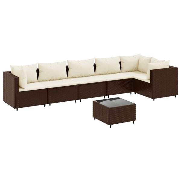 vidaXL Salon de jardin avec coussins 7 Pièces marron résine tressée