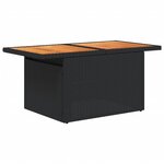 vidaXL Table de jardin noir 100x55x73 cm résine tressée et bois acacia