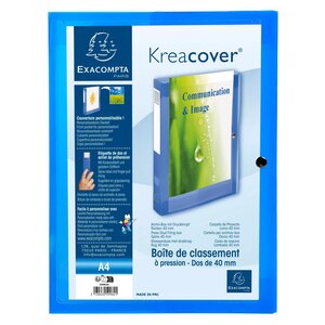 Boite De Classement À Pression Dos 40mm Polypropylène Chromaline 7/10e Krea Cover - Bleu - X 5 - Exacompta