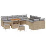 Ensemble de Canapé de Jardin 13 pièces avec Coussins Beige Poly Rattan