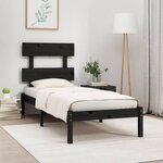 vidaXL Cadre de lit Noir Bois massif 75x190 cm Petit simple