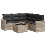 vidaXL Salon de jardin 6 Pièces avec coussins gris clair résine tressée