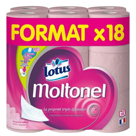 Lotus Moltonel Papier Toilette Aquatube 18 Rouleaux papier rose - La Poste