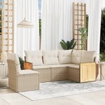 vidaXL Salon de jardin avec coussins 5 Pièces beige résine tressée