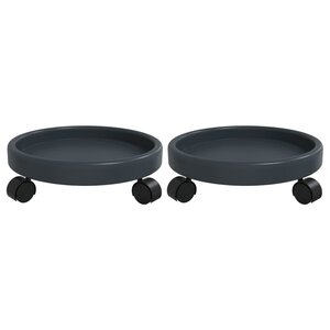 vidaXL Chariots à plantes avec roues 2 Pièces gris diamètre 34 cm 35 kg