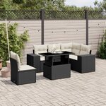 vidaXL Salon de jardin 6 Pièces avec coussins noir résine tressée