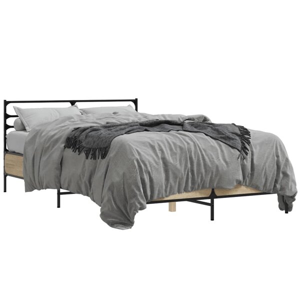 vidaXL Cadre de lit chêne sonoma 140x190 cm bois d'ingénierie et métal
