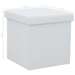 vidaXL Tabouret de rangement pliable Blanc Similicuir