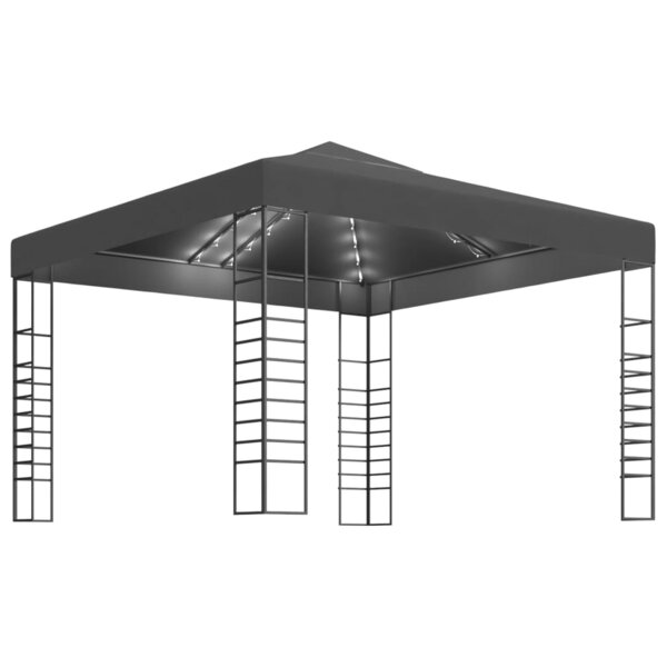 vidaXL Chapiteau de jardin avec lumières LED 3x3 m Anthracite