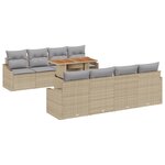 vidaXL Ensemble de repas de jardin de 9 pièces avec coussins Beige Poly Rattan Acacia