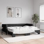 vidaXL Lit de jour avec lit gigogne noir 90x200 cm tissu