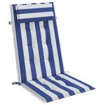 vidaXL Coussins de chaise à dossier haut lot de 6 rayures bleu/blanc