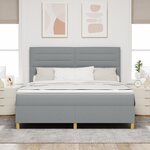 vidaXL Lit avec sommier à ressorts et matelas en tissu gris clair super king