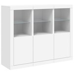 vidaXL Buffets avec lumières LED 3 Pièces blanc bois d'ingénierie