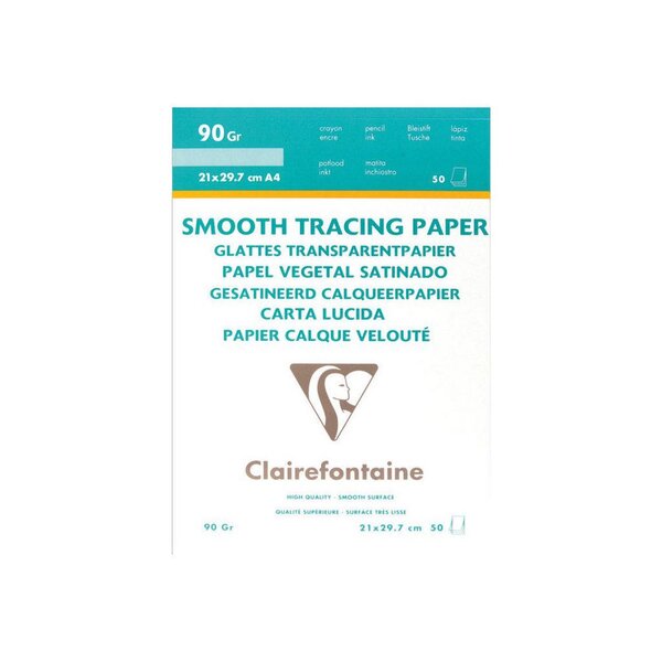 Papier calque velouté A4 pour traceur - 90g - Pochette de 50 feuilles