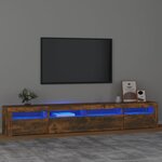 vidaXL Meuble TV avec lumières LED Chêne fumé 240x35x40 cm