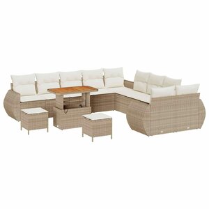 vidaXL Ensemble de canapé de jardin 13 Pièces Beige polyrotin