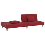 vidaXL Canapé-lit à 2 places et deux oreillers Rouge bordeaux Velours