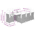 vidaXL Ensemble à manger de jardin et coussins 9 Pièces beige Poly rotin