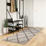 vidaXL Tapis shaggy à poils longs moderne beige anthracite 80x250 cm