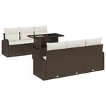 vidaXL Set de Canapé de Jardin de 7 Pièces avec Coussins Marron en Rattan Synthétique