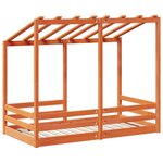 vidaXL Lit pour enfants et toit cire marron 70x140 cm bois massif pin