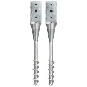 vidaXL Piquets au sol 2 Pièces Argenté 7x7x56 cm Acier galvanisé
