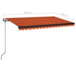 vidaXL Auvent automatique capteur de vent LED 400x350 cm Orange marron