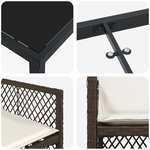 Ensemble de salle à manger de jardin 5 pièces avec coussins marron poly rattan
