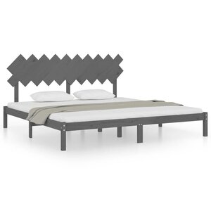 vidaXL Cadre de lit Gris 200x200 cm Bois massif
