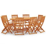 vidaXL Mobilier à dîner d'extérieur pliable 9 Pièces Bois d'eucalyptus