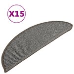 vidaXL Tapis de marches d'escalier 15 Pièces Gris 56x17x3 cm