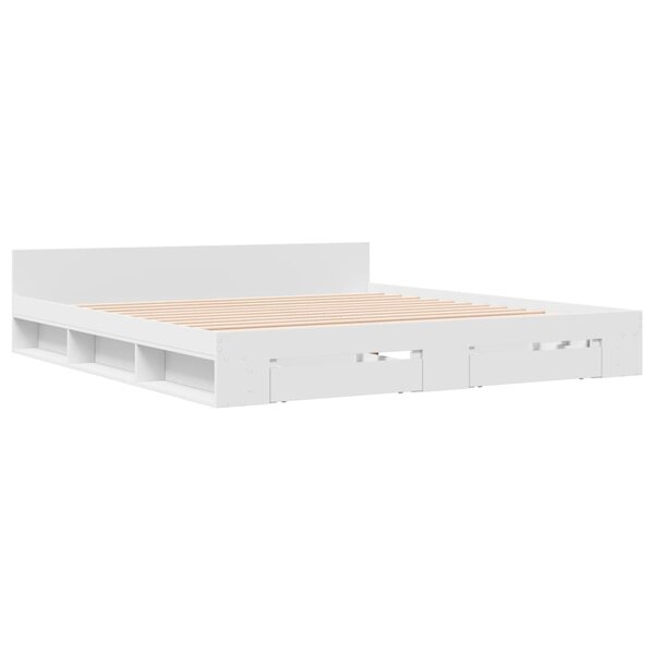 vidaXL Cadre de lit avec tiroirs blanc 180x200 cm bois d'ingénierie