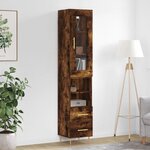 vidaXL Buffet haut Chêne fumé 34 5x34x180 cm Bois d'ingénierie