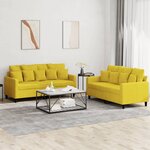 vidaXL Ensemble de canapés 2 Pièces avec coussins Jaune Velours