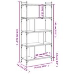 vidaXL Bibliothèque 5 niveaux sonoma gris 76x32x158 cm