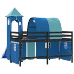 vidaXL Lit mezzanine enfants avec tour bleu 90x200 cm bois pin massif