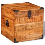 vidaXL Coffre de rangement cubique Bois massif de manguier