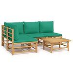 vidaXL Salon de jardin 5 Pièces avec coussins vert bambou