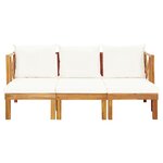 vidaXL Banc de jardin 3 places et coussins 179 cm Bois d'acacia massif
