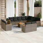 vidaXL Salon de jardin avec coussins 13 Pièces gris résine tressée
