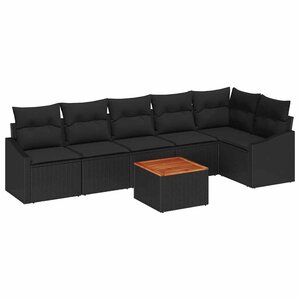 vidaXL Ensemble de canapé de jardin avec stockage 7 Pièces Noir polyrotin