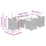 vidaXL Ensemble à manger de jardin et coussins 7 Pièces beige poly rotin