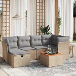 vidaXL Salon de jardin avec coussins 7Pièces mélange beige résine tressée