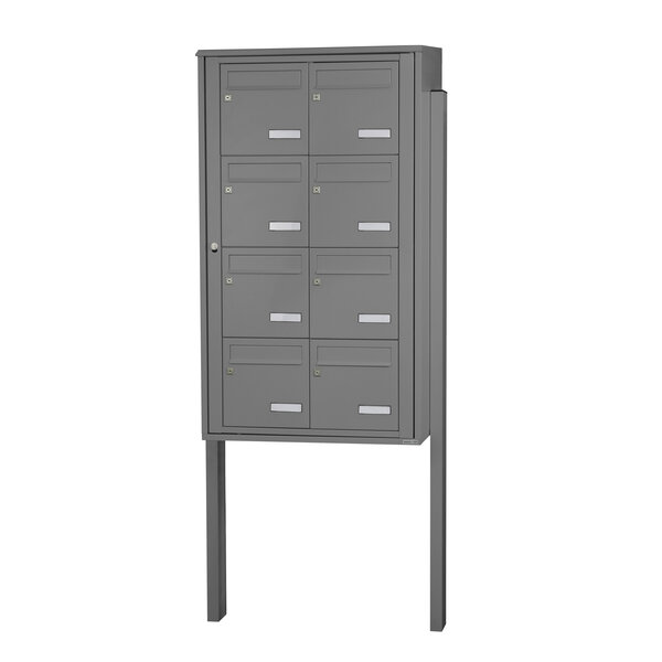 Bloc collectif Leabox  2x4  grade 3  simple face  Extérieur  fixation sur pieds à sceller  Gris poussière RAL 7037 finition brillante