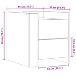 vidaXL Table de chevet noir 45x50x50 cm bois d’ingénierie