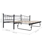vidaXL Cadre de lit Noir Acier 180x200/90x200 cm
