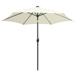 vidaXL Parasol avec LED et mât en aluminium 300 cm Blanc sable